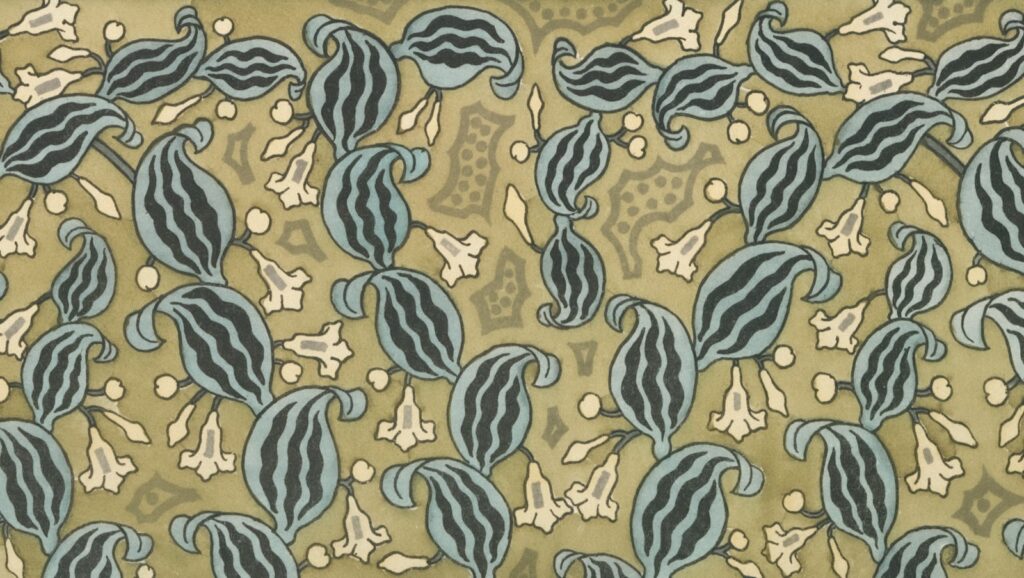 A repeating pattern of stylized paisley and floral motifs.